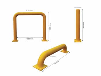 Poteau de protection cylindrique en acier jaune